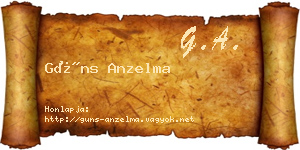 Güns Anzelma névjegykártya